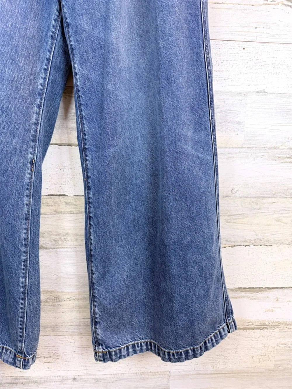 LOFT Wide Leg Jeans High Rise Trouser Denim Sz 8 Y2K Coastal Chic Casual - Picture 10 of 13